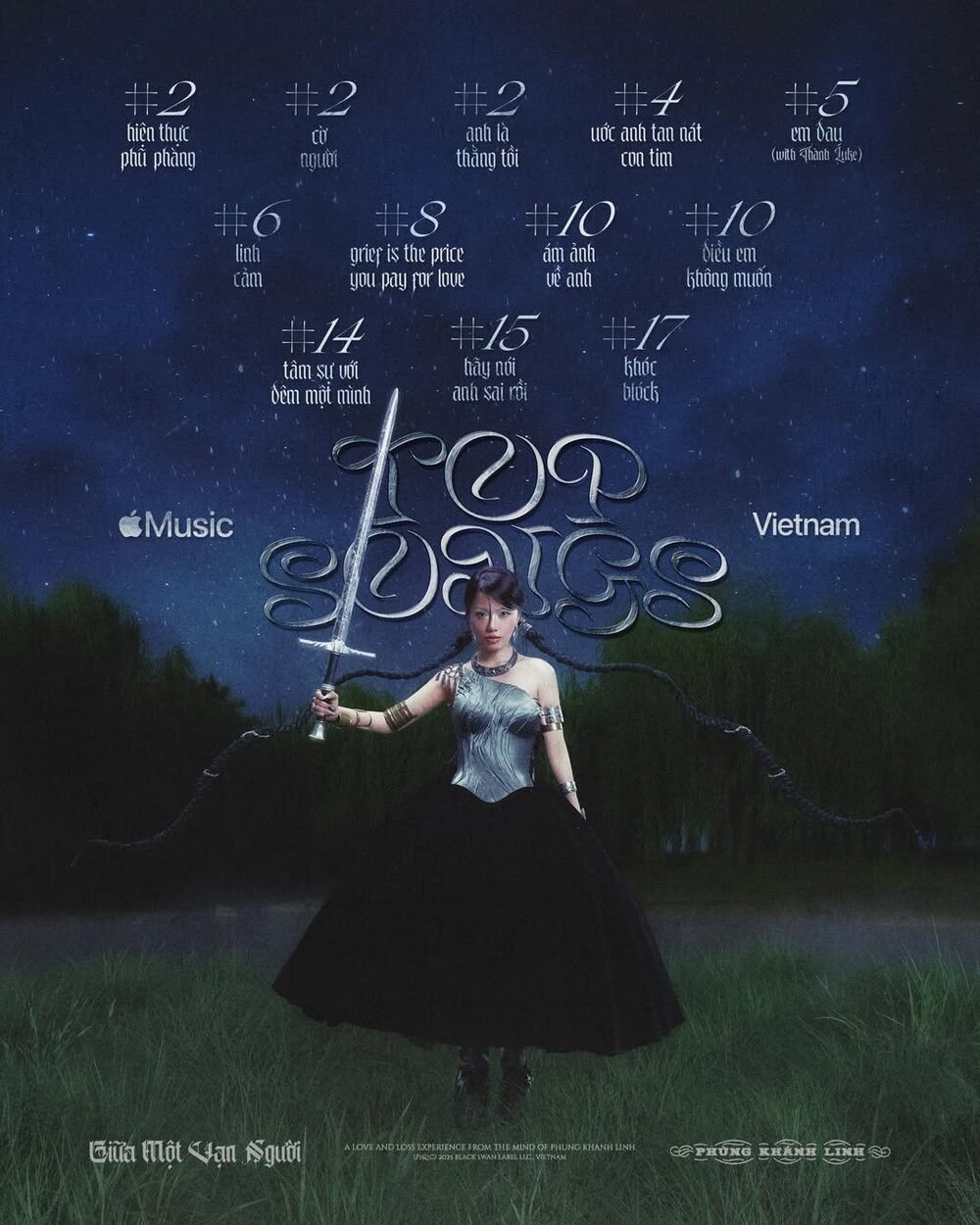 Toàn bộ 12 bài hát từ "Giũa một vạn người" đã đổ bộ vào Top 20 - Top Songs của Apple Music. Album cũng giữ vị trí số 1 Top Album của Apple Music và iTunes.