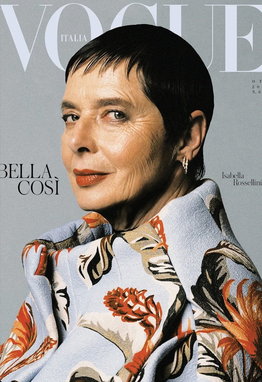 Isabella Rossellini trên bìa tạp chí Vogue Italia số tháng 10 năm 2023 (chưa hậu kì).