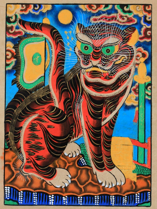 Tranh Hàng Trống "Xích hổ thần tướng" (Hổ đỏ)