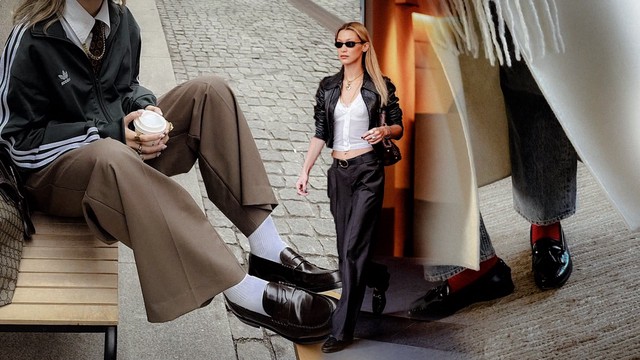 Quần suông và giày lười: Công thức kết hợp cho quý cô năng động